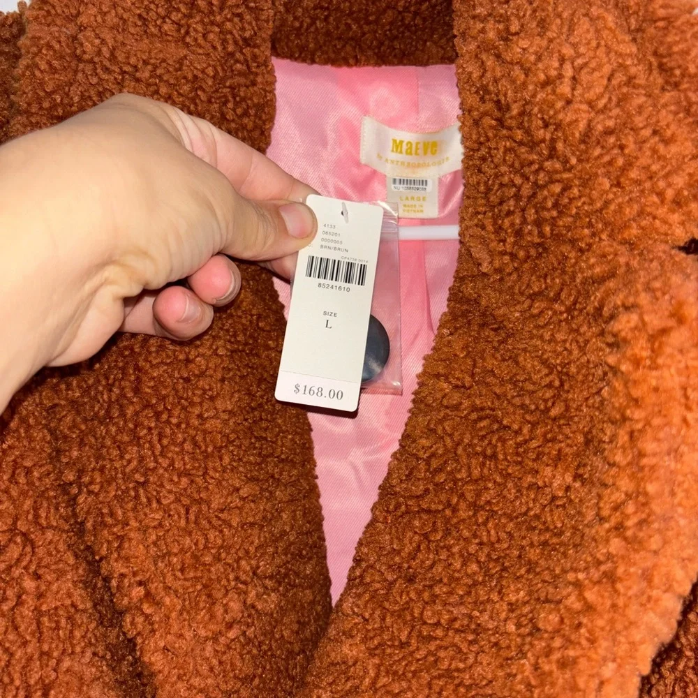 Anthropologie The Silas Sherpa Coat Women's Brown Size L NWT - Picture 8 of 9